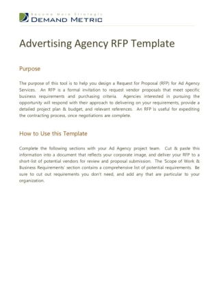 Advertising Agency RFP Template