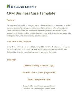 CRM Business Case Template