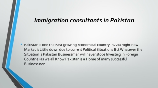 Immigration consultants in Pakistan