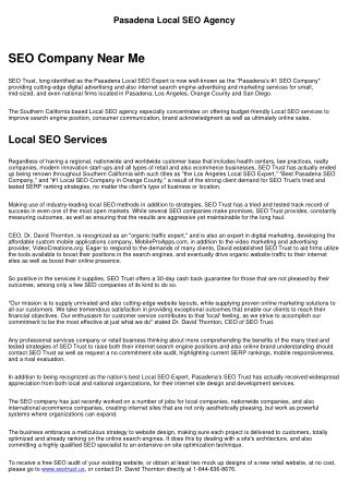 Pasadena Local SEO Agency