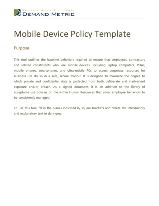 Mobile Device Policy Template