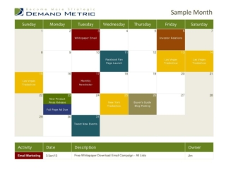 Marketing Communications Calendar 2013