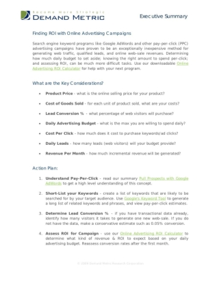 Finding ROI with Online Advertising Campaigns