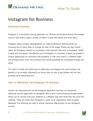 Effective use of Instagram for Business