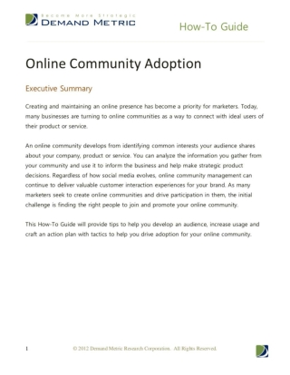 Driving Online Community Adoption