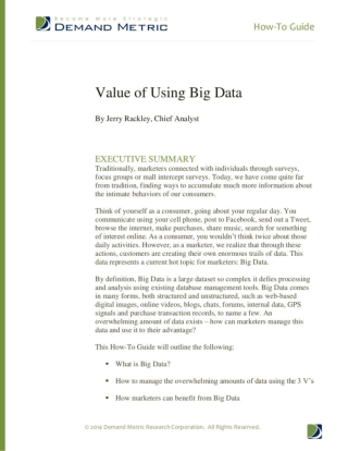 Value of Using Big Data How to Guide