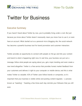 How to guide Using Twitter for Business