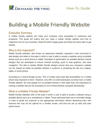 Building a Mobile Friendly Website