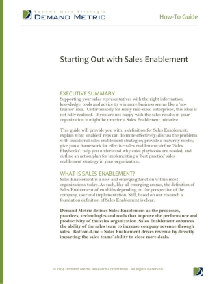 Starting Out with Sales Enablement