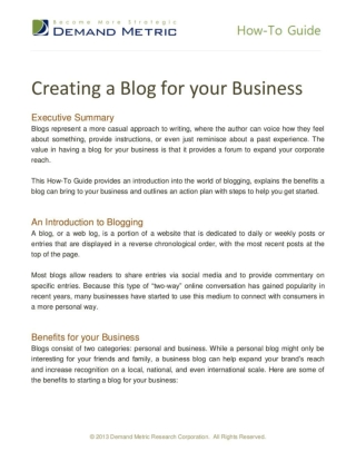 Creating a Blog for Your Business