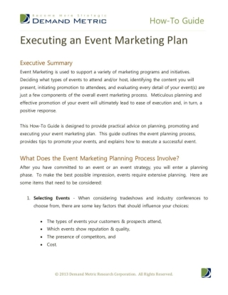 Executing an Event Marketing Plan