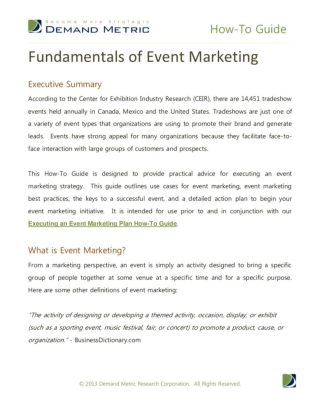 How To Guide - Fundamentals of Event Marketing