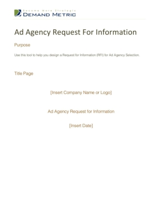 Ad Agency Request For Information