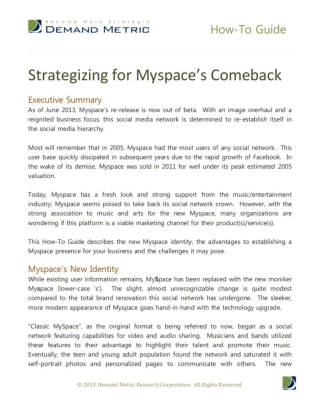 How To Guide: Strategizing for Myspace's Comeback
