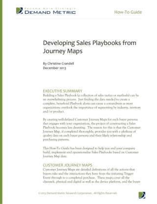 How-to Guide - Developing Sales Playbooks from Journey Maps