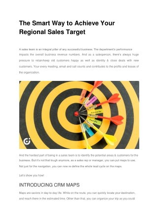 The Smart Way to Achieve Your Regional Sales Target