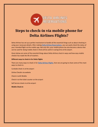 Steps to check-in via mobile phone for Delta Airlines Flights?