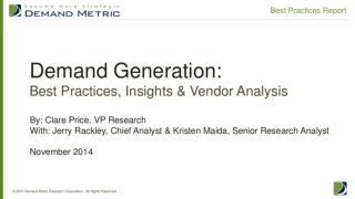 Demand Generation Best Practices Report