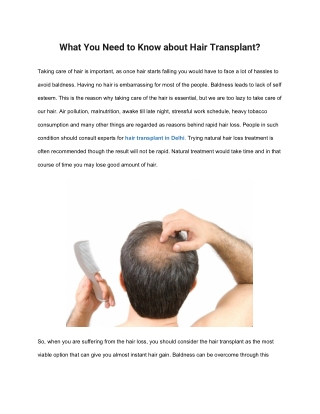 What You Need to Know about Hair Transplant?