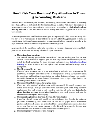 Don not Risk Your Business! Pay Attention to These 5 Accounting Mistakes