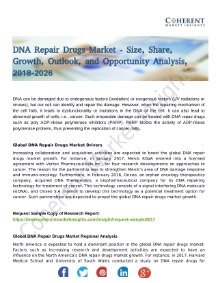 DNA Repair Drugs Market Size and Forecast up, 2018-2026: Coherent Market Insights