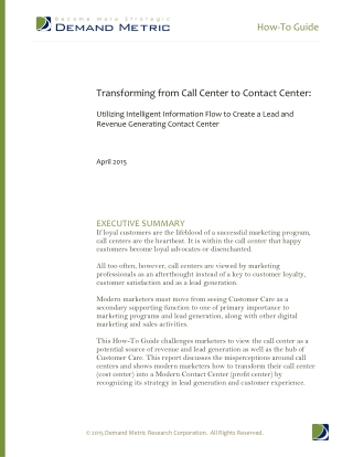 Transforming from Call Center to Contact Center How-To Guide