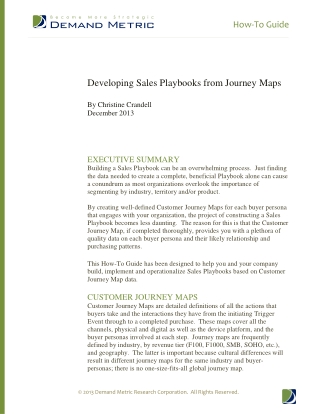 Developing Sales Playbooks from Journey Maps How-To Guide