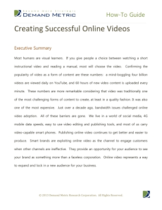 Creating Successful Online Videos