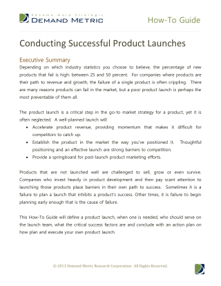 Conducting Successful Product Launches How-To Guide