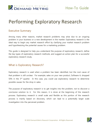 Performing Exploratory Research How-To Guide