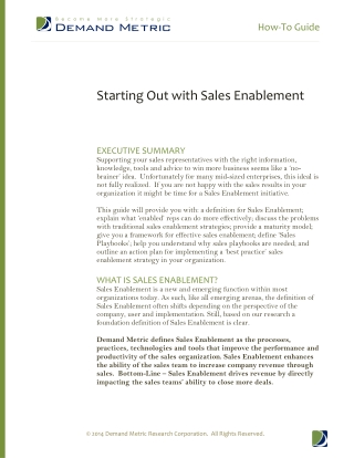 Starting Out with Sales Enablement How-To Guide
