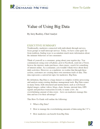 Value of Using Big Data How-To Guide