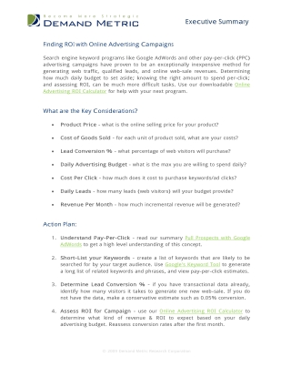 Finding ROI with Online Ad Campaigns How-To Guide