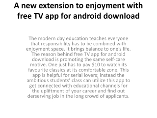 A new extension to enjoyment with free TV app for android download