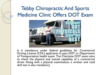 DOT Physical Exam In Charlotte North Carolina – Tebby Clinic