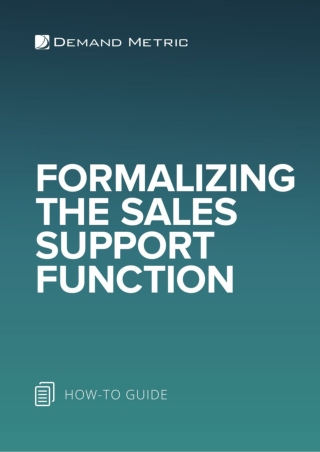 Formalizing the Sales Support Function