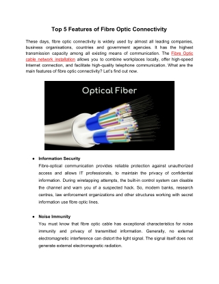 Top 5 Features of Fibre Optic Connectivity