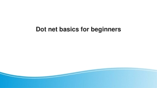 Dot net basics for beginners