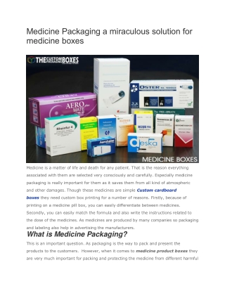 Medicine Packaging a miraculous solution for medicine boxes