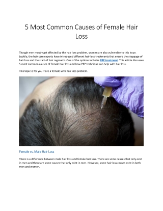 5 Most Common Causes of Female Hair Loss