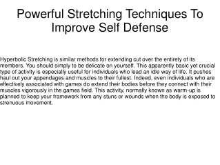 Powerful Stretching Techniques To Improve Self Defense