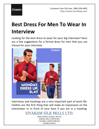 Best Dress For Men To Wear In Interview