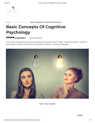 Basic Concepts Of Cognitive Psychology - Edukite