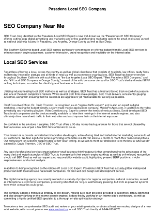 Pasadena Local SEO Services