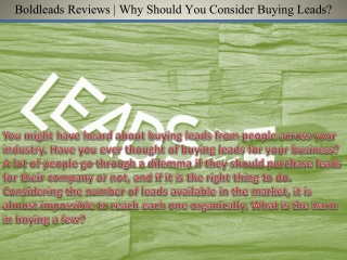 Boldleads Reviews | Why Should You Consider Buying Leads?