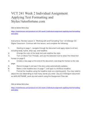 VCT 241 Week 2 Individual Assignment Applying Text Formatting and Styles//tutorfortune.com