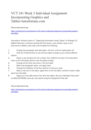 VCT 241 Week 3 Individual Assignment Incorporating Graphics and Tables//tutorfortune.com