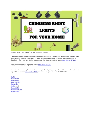 Choosing the Right Lights for Your Beautiful Home
