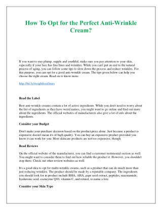 How To Opt for the Perfect Anti-Wrinkle Cream?