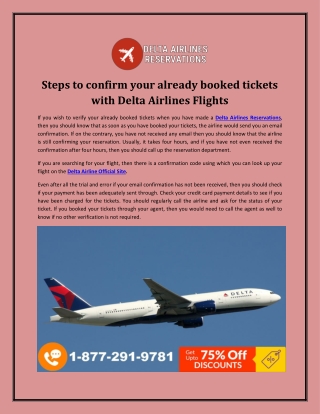 Steps to confirm your already booked tickets with Delta Airlines Flights